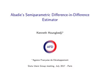 Abadies Semiparametric Difference-in-Difference  Estimator Kenneth Houngbedji   Agence