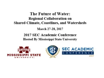 SEC Water Institutes  Conference Focus  Drought, declines in aquifers used for  irrigation,