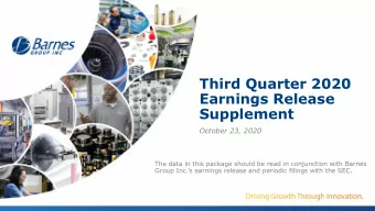 Third Quarter 2020  Earnings Release  Supplement  October 23, 2020  The data in this package should