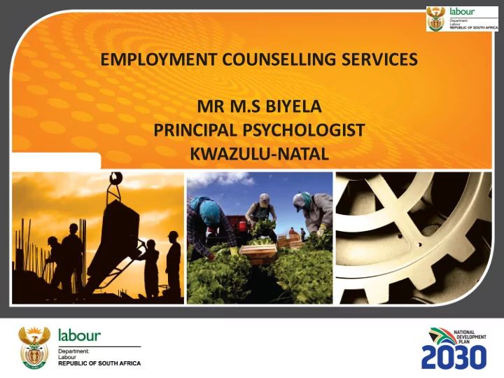 employment counselling services mr m s biyela principal