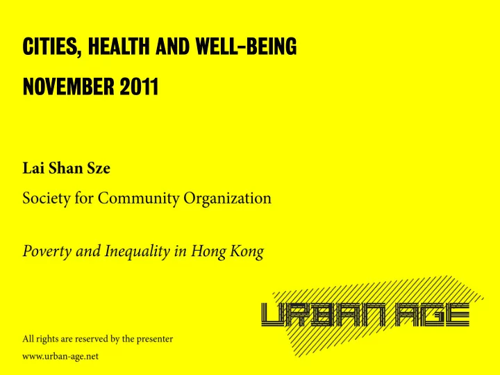 cities health and well being november 2011