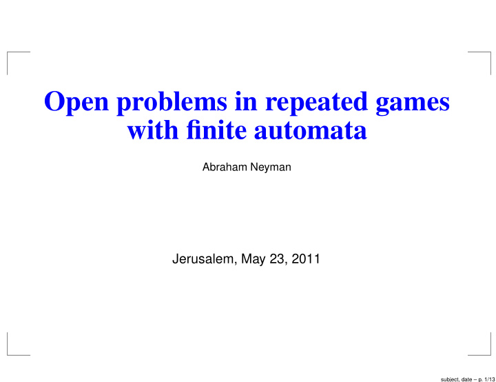 open problems in repeated games with finite automata