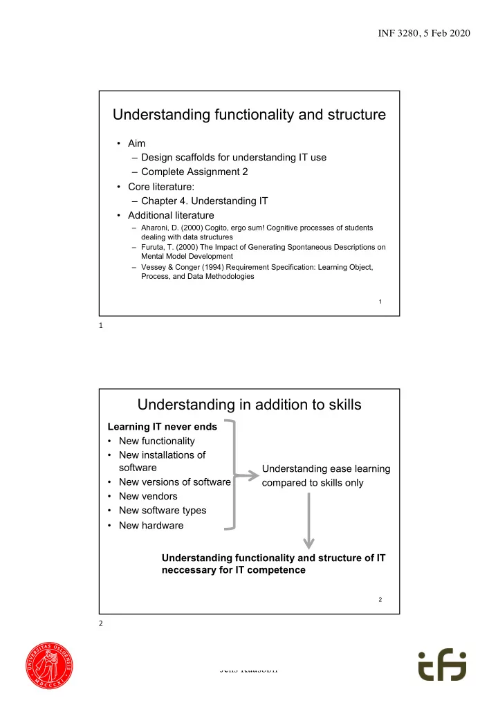 understanding functionality and structure