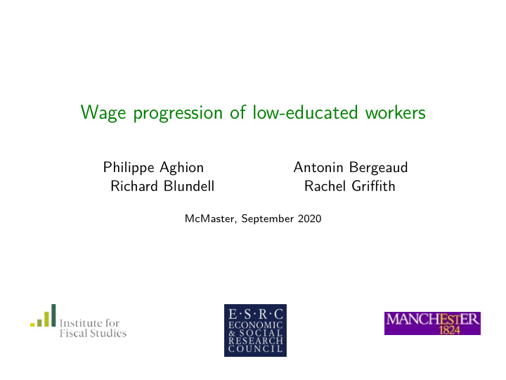 wage progression of low educated workers
