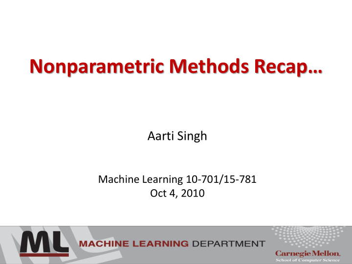 nonparametric methods recap