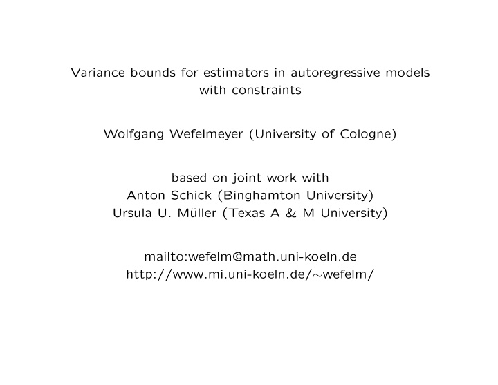 variance bounds for estimators in autoregressive models