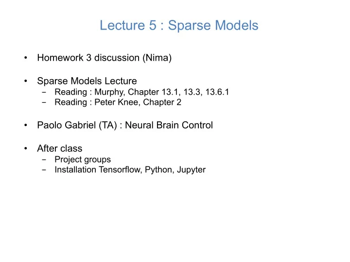 lecture 5 sparse models