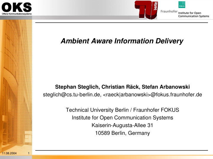 ambient aware information delivery