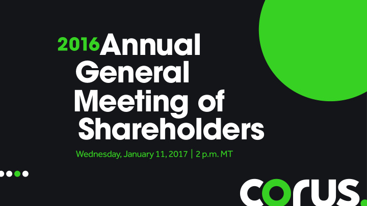 2016 annual general meeting of shareholders