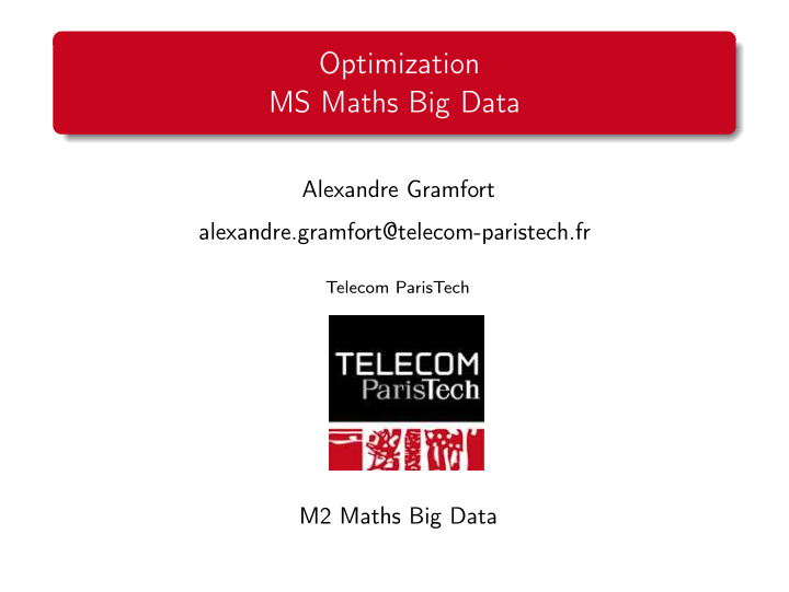 optimization ms maths big data