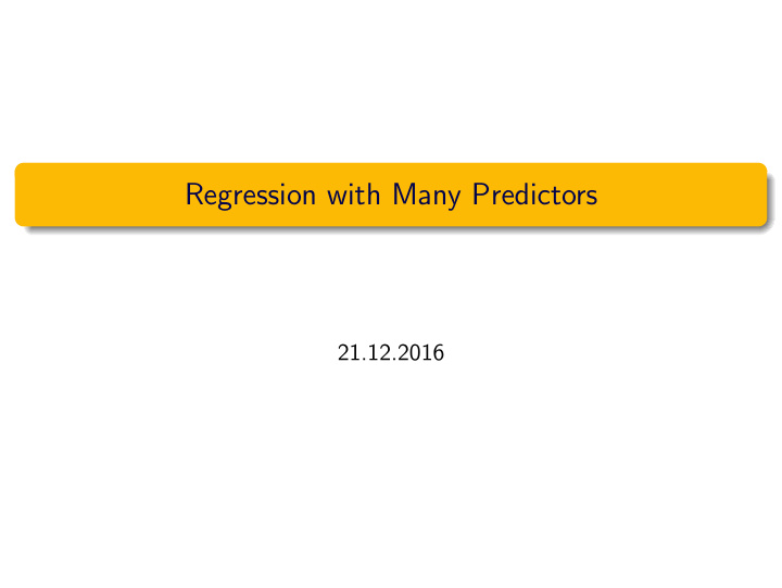 regression with many predictors