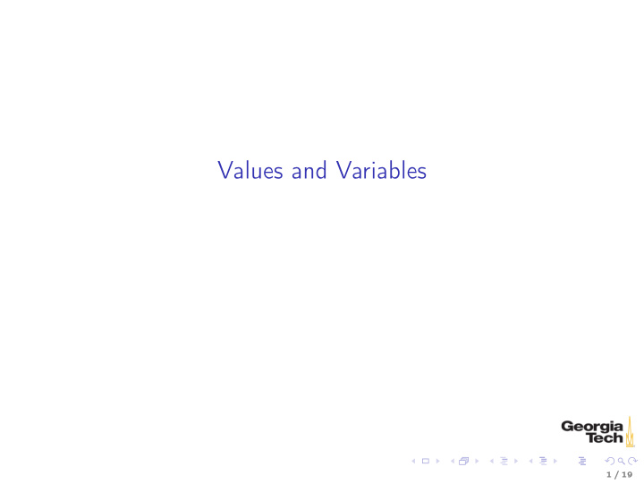 values and variables