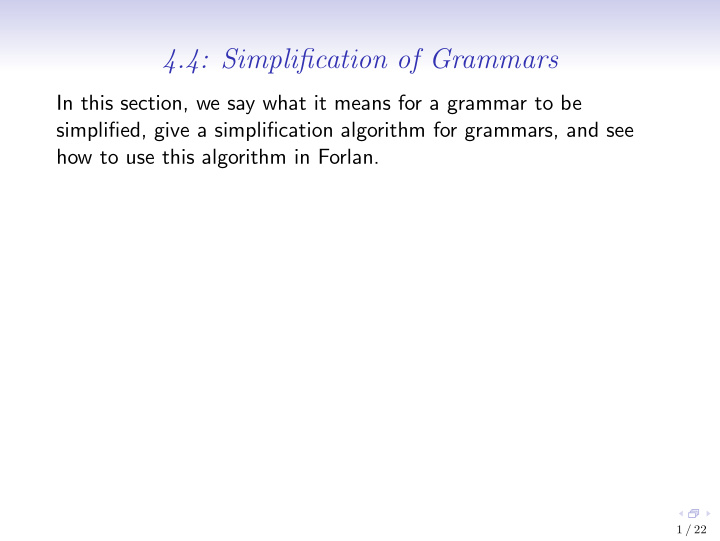 4 4 simplification of grammars