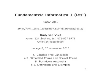 Fundamentele Informatica 1 (I&amp;E)  najaar 2015