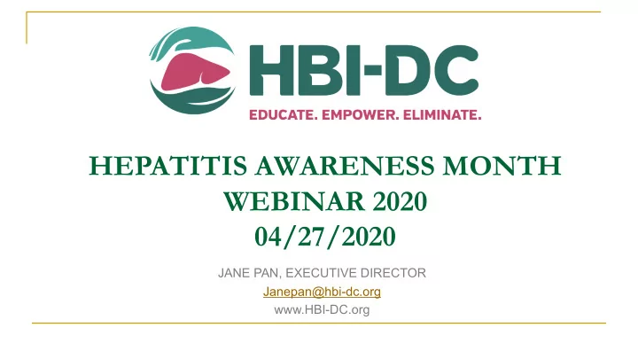 hepatitis awareness month webinar 2020 04 27 2020