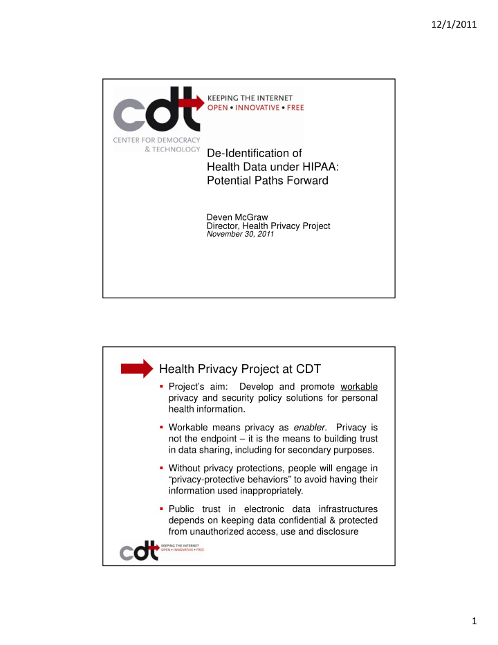 health privacy project at cdt