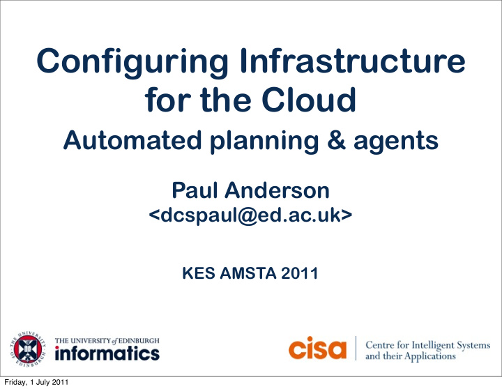 configuring infrastructure for the cloud