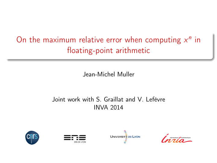 on the maximum relative error when computing x n in