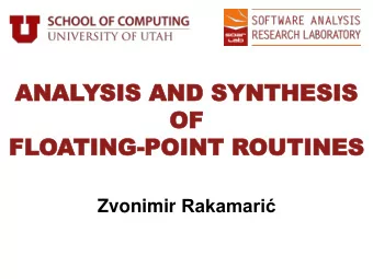 FL  FLOATING  TING-POIN  OINT  T ROUTINES  OUTINES Zvonimir Rakamari  FL  FLOATING  TING-POINT