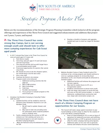 Strategic Program Master Plan  Below are the recommendations of the Strategic Program Planning
