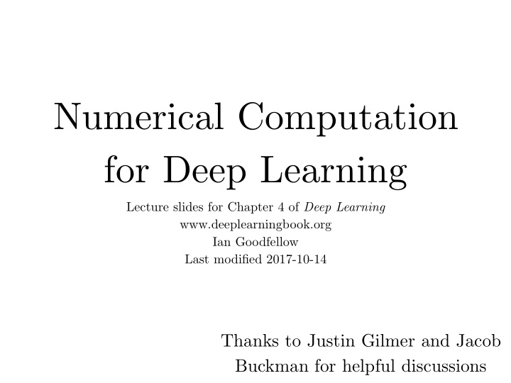 numerical computation for deep learning