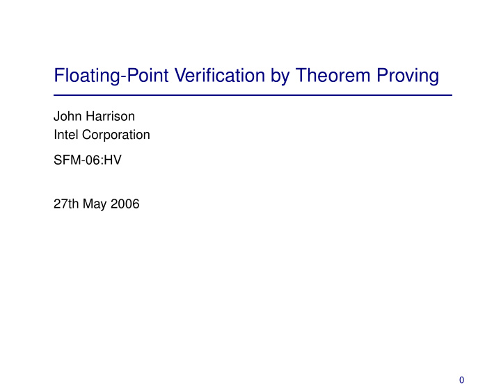 floating point verification by theorem proving