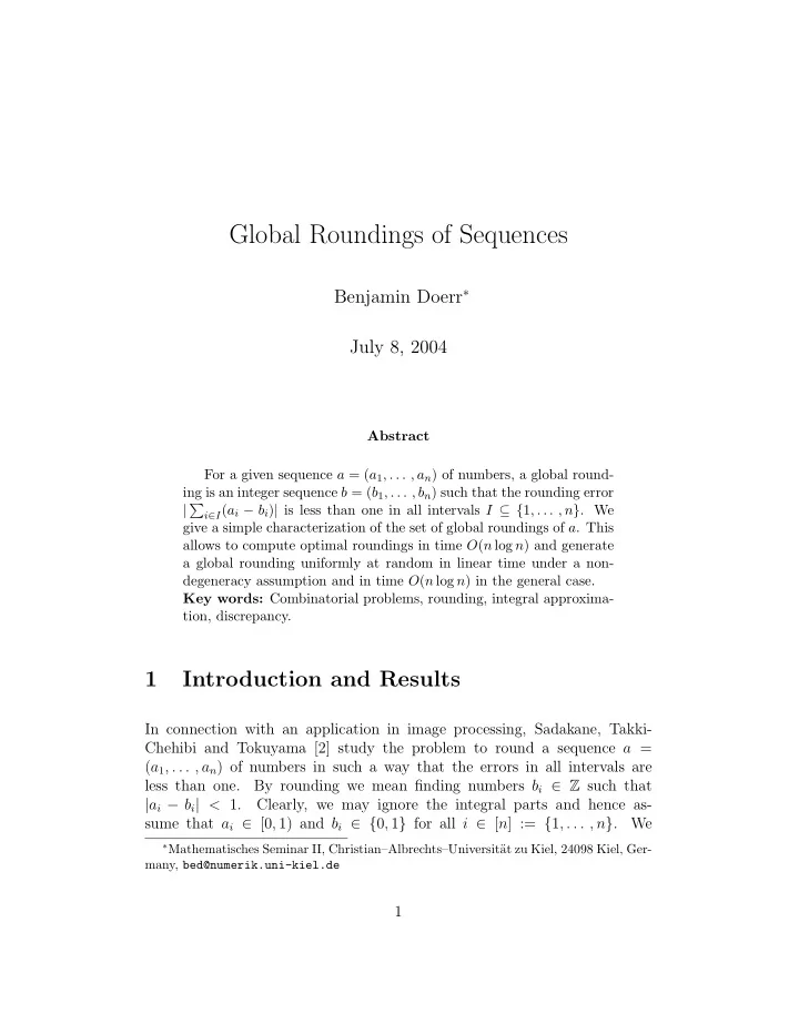 global roundings of sequences