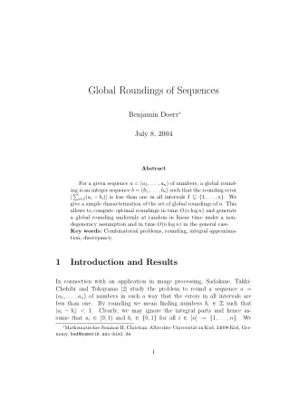 Global Roundings of Sequences Benjamin Doerr   July 8, 2004  Abstract For a given sequence a = (