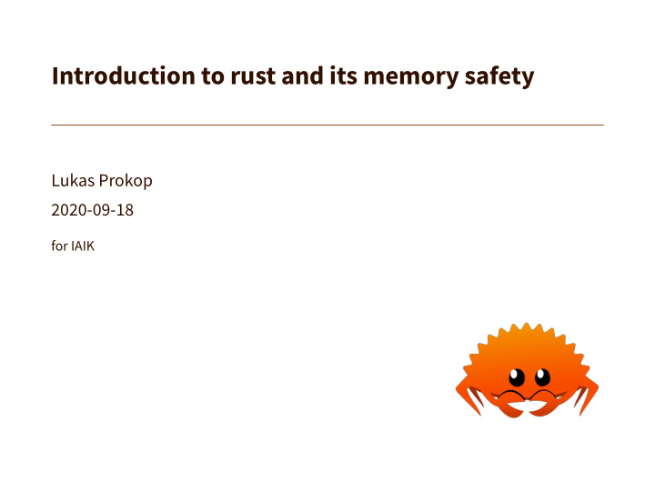 introduction to rust and its memory safety