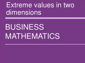 MATHEMATICS  1  CONTENTS  Extreme values in one dimension  Extreme values in two dimensions