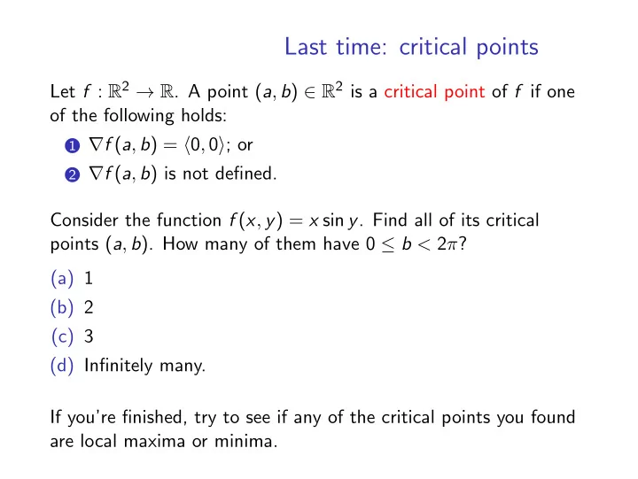 last time critical points