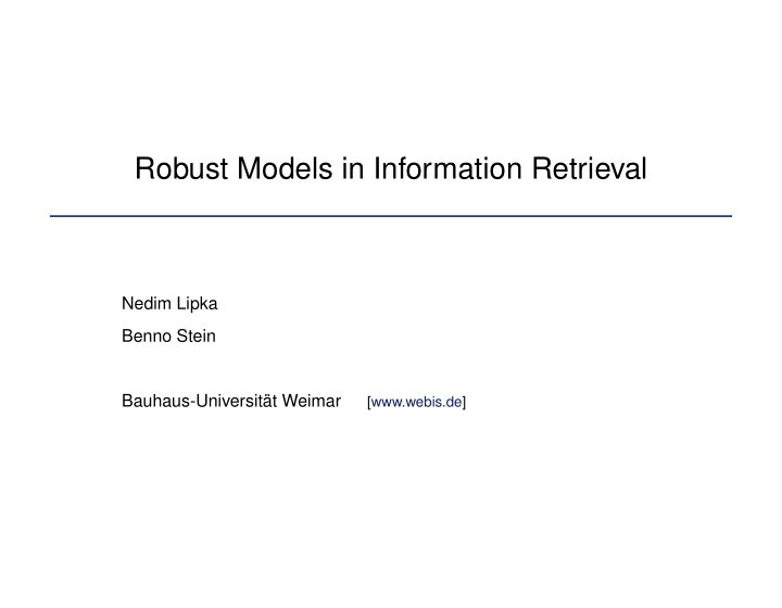 robust models in information retrieval