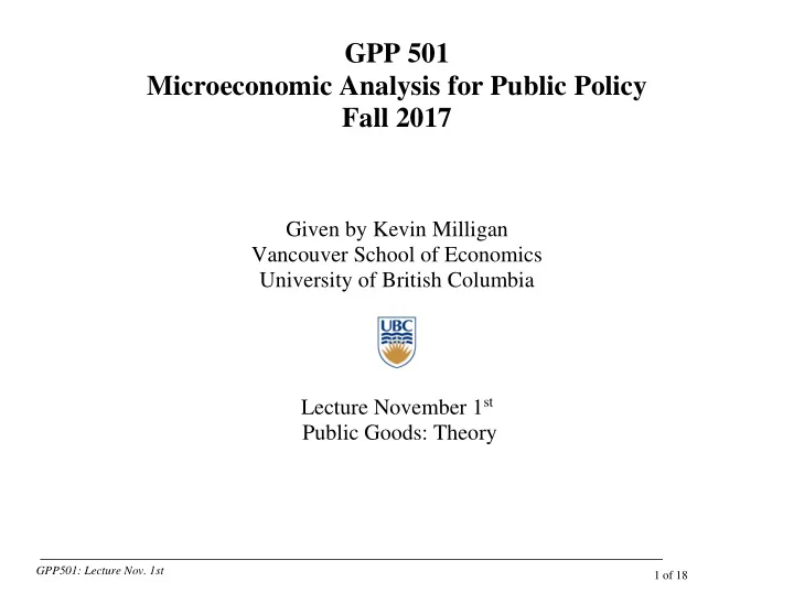 gpp 501 microeconomic analysis for public policy fall 2017