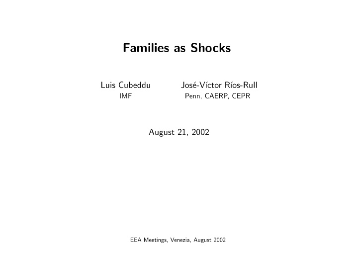 families as shocks