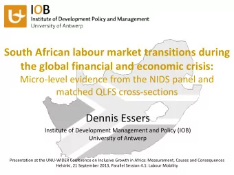 South African labour market transitions during the global financial and economic crisis: