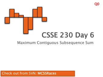 Maximum Contiguous Subsequence Sum  Check out from SVN: MCS  CSSRac  Races  es  Good c  d comme