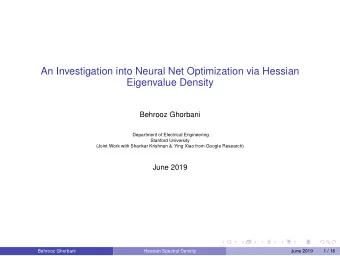 An Investigation into Neural Net Optimization via Hessian  Eigenvalue Density  Behrooz Ghorbani