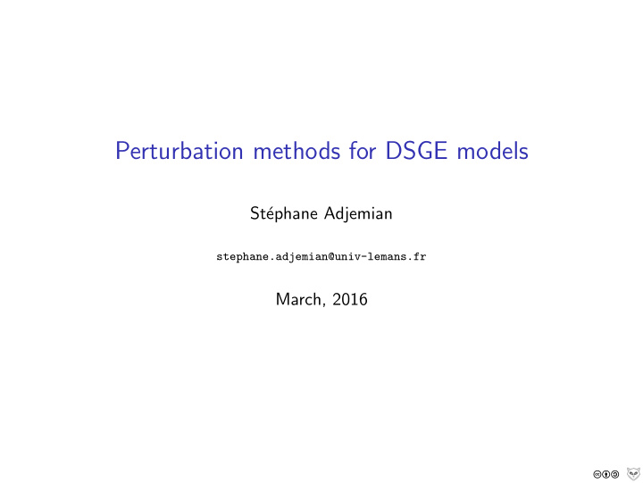 perturbation methods for dsge models