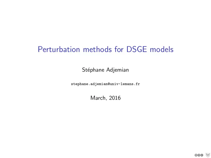 perturbation methods for dsge models