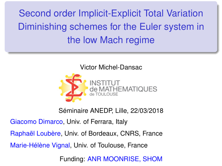 second order implicit explicit total variation