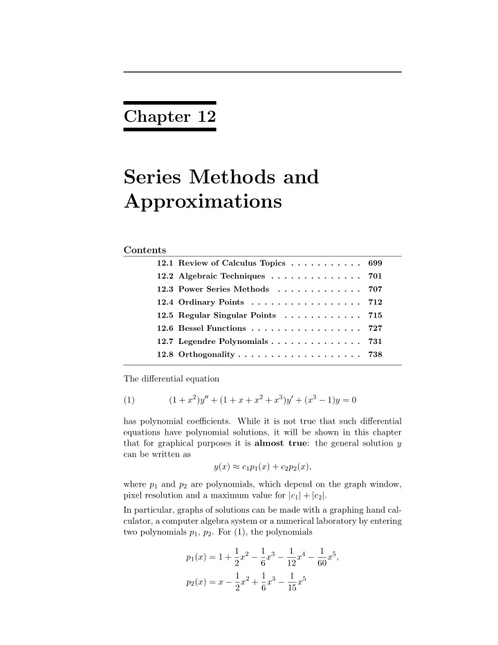 series methods and approximations