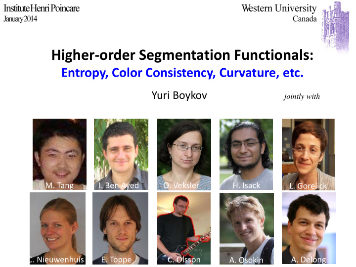 higher order segmentation functionals