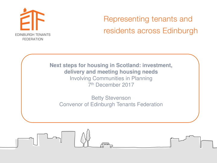 next steps for housing in scotland investment delivery