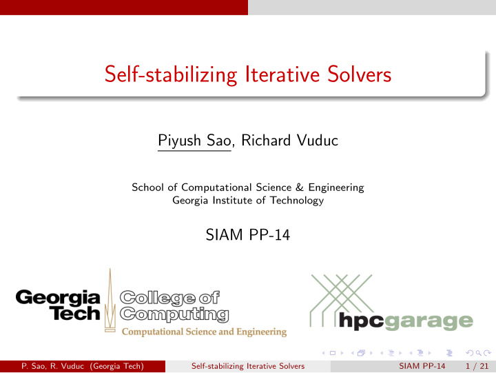 self stabilizing iterative solvers