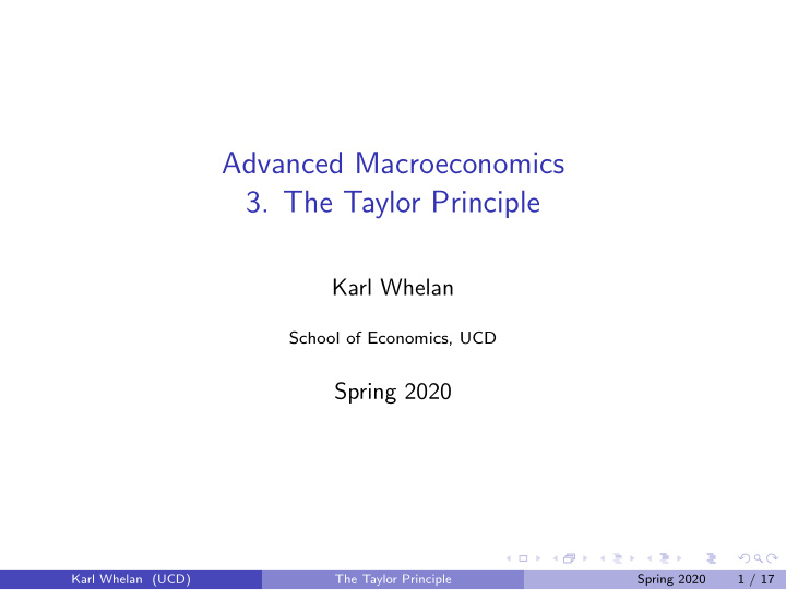 advanced macroeconomics 3 the taylor principle