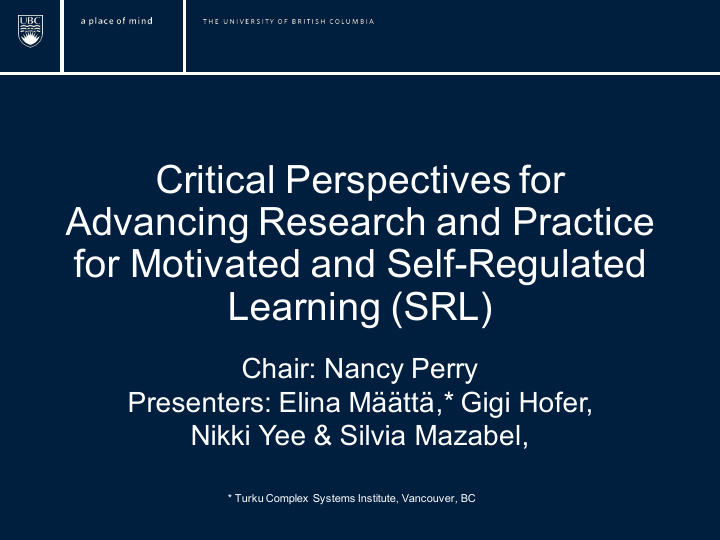 critical perspectives for advancing research and practice