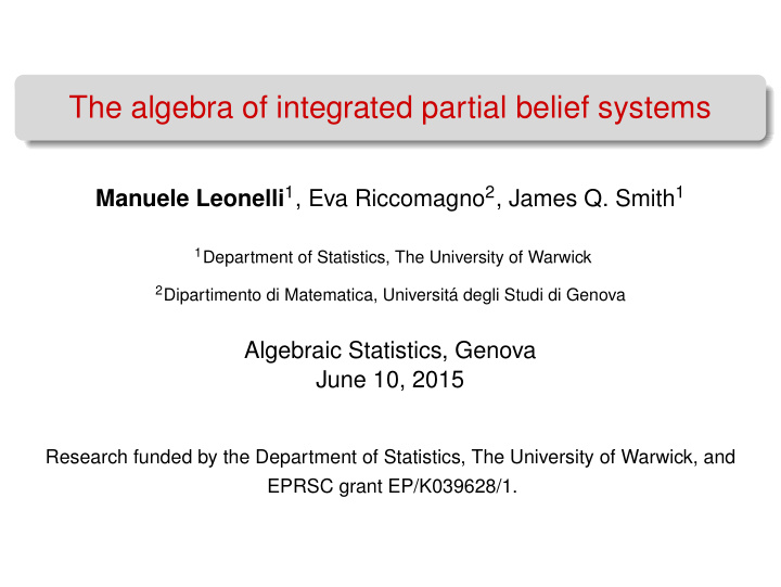 the algebra of integrated partial belief systems