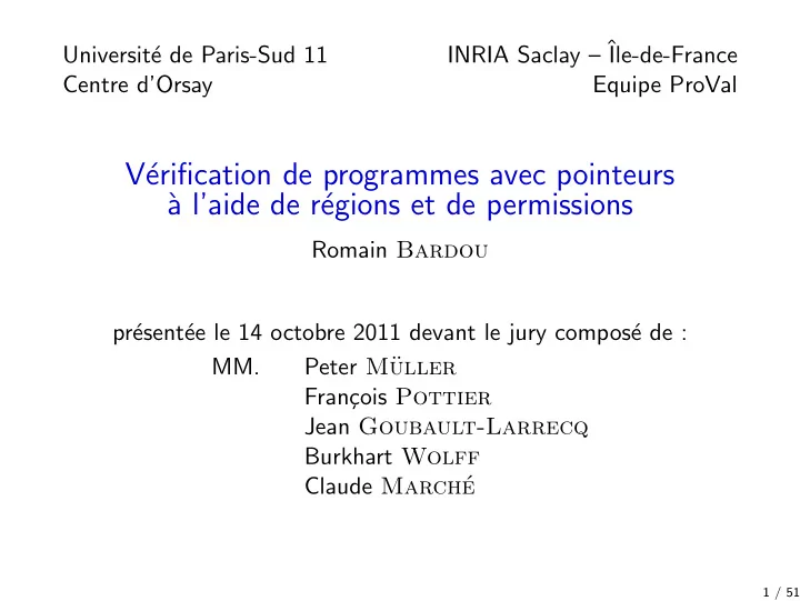v erification de programmes avec pointeurs a l aide de r