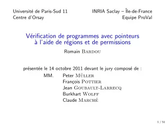 V  erification de programmes avec pointeurs  `  a laide de r  egions et de permissions