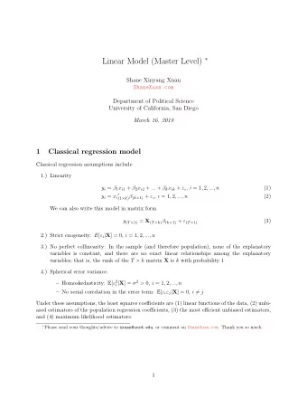 1.1  Notes on Assumption (2.)  1.1.1  The unconditional mean of the error term is zero  The